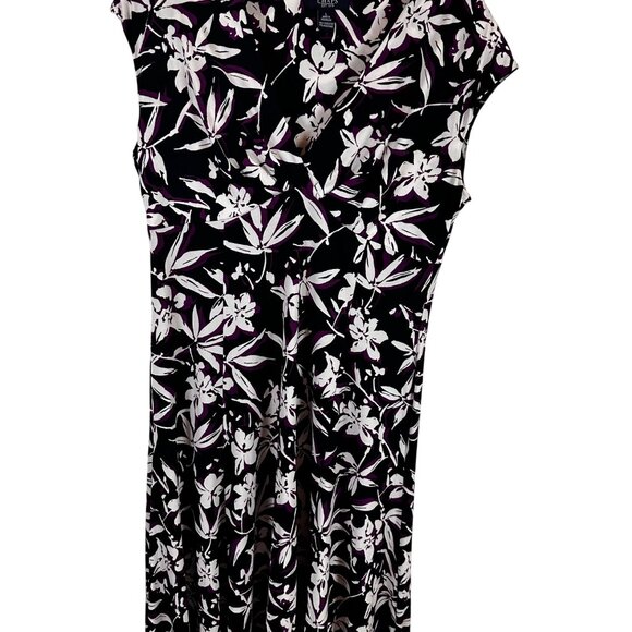 Chaps Size L Womens Floral Maxi Dress  Navy & Purple & White - Picture 11 of 16